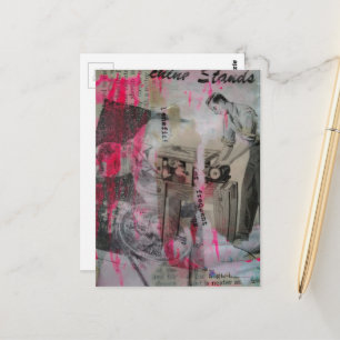 Cartão Postal Preto e Branco Retro Marcenaria com rosa