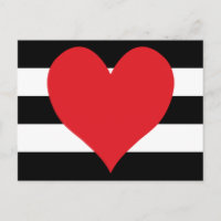 Preto e Branco Stripes Coração Vermelho