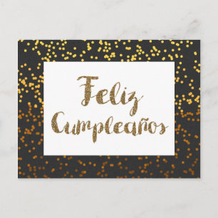 Cartão Postal Preto e Dourado Feliz Cumpleanos