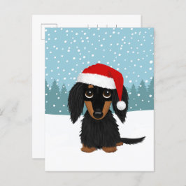 Cartão Postal Preto e Tan Dachshund Pet Dog Personalizado