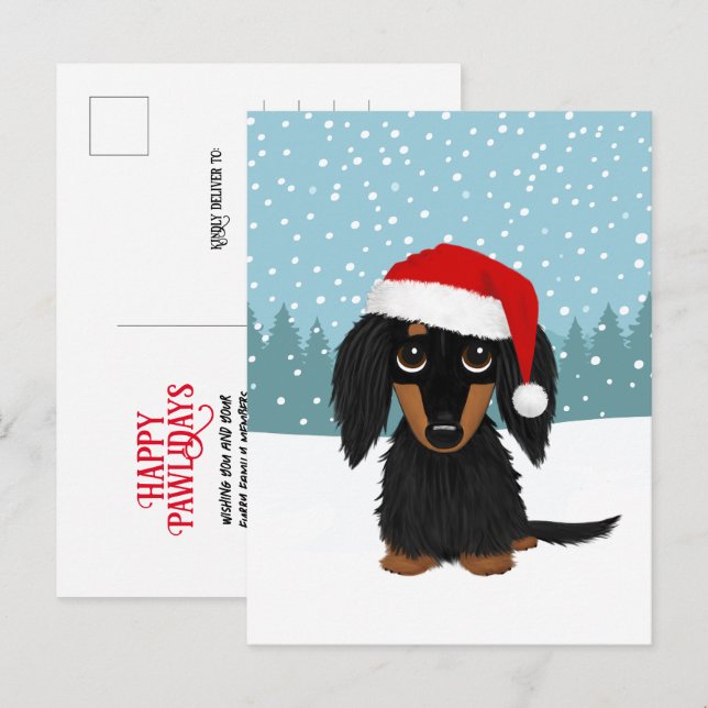 Cartão Postal Preto e Tan Dachshund Pet Dog Personalizado (Frente/Verso)