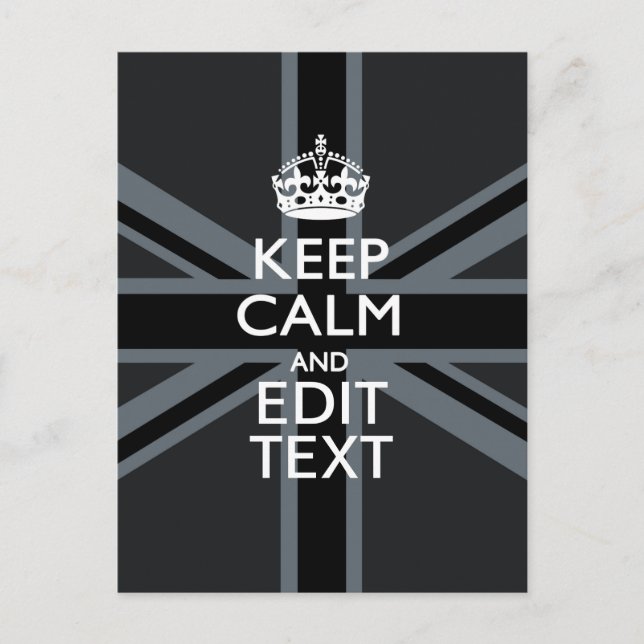 Cartão Postal Preto em Preto Mantenha Calmo Tomada Personalizada (Frente)