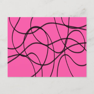 Cartão Postal Preto na Arte de Fita Rosa