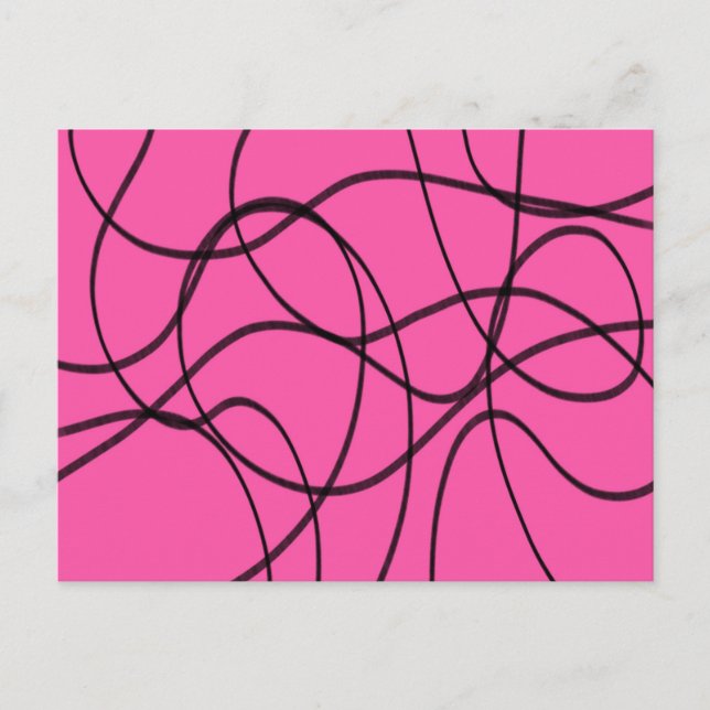 Cartão Postal Preto na Arte de Fita Rosa (Frente)