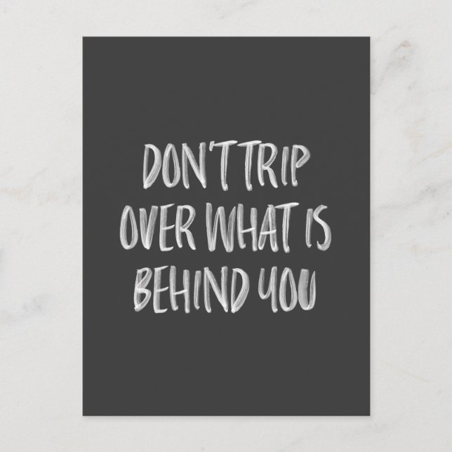 Cartão Postal Preto Preto de Cotação Motivacional com Letra Mão (Frente)