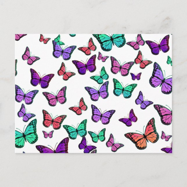 Cartão Postal Pretty Colorful Butterflies Pattern (Frente)