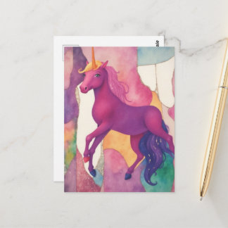 Cartão Postal Pretty Purple Unicorn