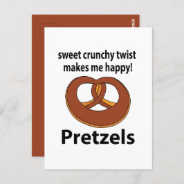 Cartão Postal Pretzel Doce Gelada Faz-me Feliz Pretzel