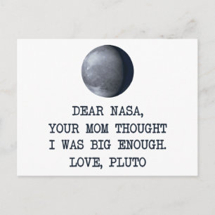 Cartão Postal Prezado Plutão de Amor da Nasa