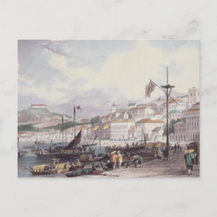 Cartão Postal Pria Grande, Macau, c.1850 (lito colorido)