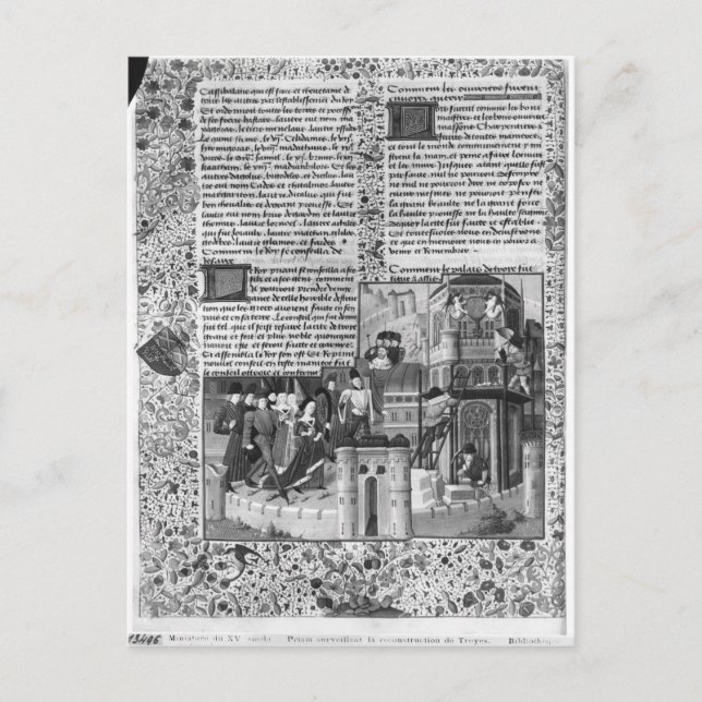 Cartão Postal Priam a observar a reconstrução de Troia (Frente)