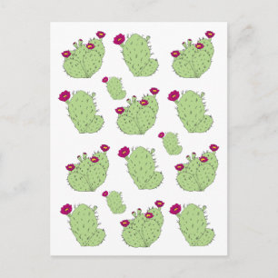 Cartão Postal Prickly Pear Pattern Texas State Plant Cactus Love