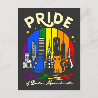 Cartão Postal Pride Boston City Massachusetts Rainbow Flag