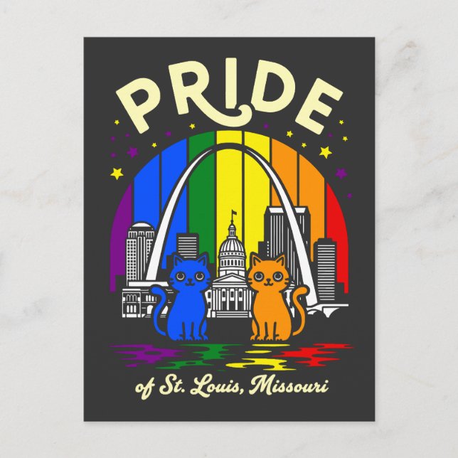 Cartão Postal  Pride of St. Louis City Missouri Cats Rainbow Fla (Frente)