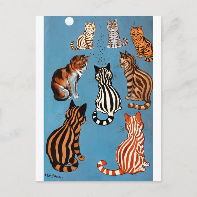 Cartão Postal Primadonna da noite, Louis Wain (Frente)