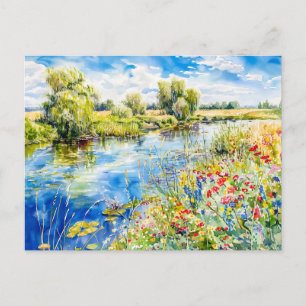 Cartão Postal Primavera às margens do Havelland em aquarela Sty