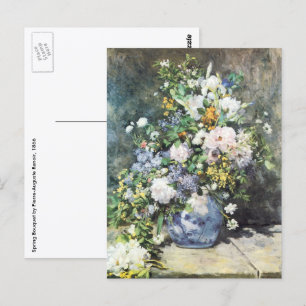 Cartão Postal Primavera Buquê por Pierre Renoir, Flores Vintage