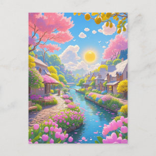 Cartão Postal Primavera cor-de-rosa Sangue Cênico Riverside Natu