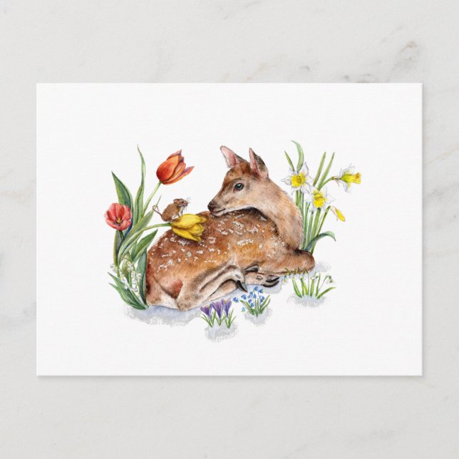 Cartão Postal Primavera Deer (Frente)