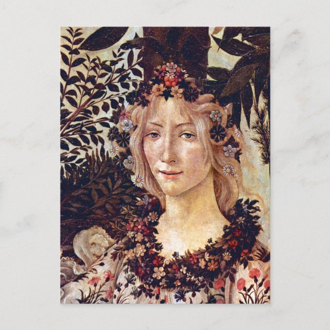 Cartão Postal Primavera, detalhe Flora, Botticelli c. 1482 (Frente)