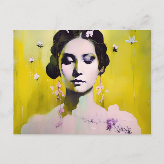Cartão Postal Primavera Deusa Yellows e Pinks (Frente)