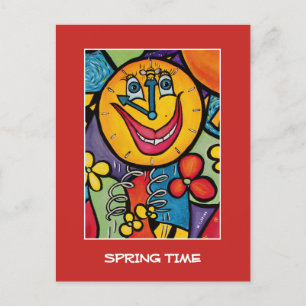Cartão Postal Primavera em vermelho - Peças de tempo