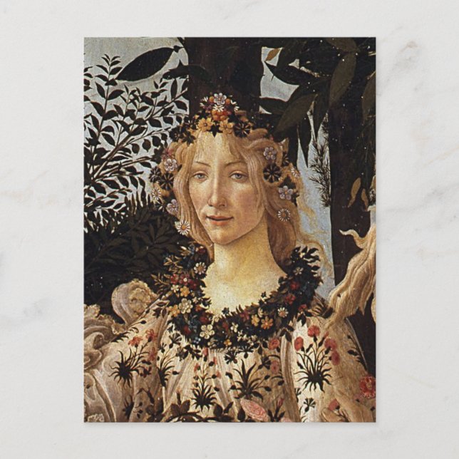 Cartão Postal Primavera, Flora detalhe por Sandro Botticelli (Frente)