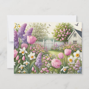 Cartão Postal Primavera Garden e Country Cottage Floral
