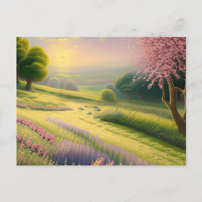 Cartão Postal Primavera Garden Scenscape Landscape (Frente)