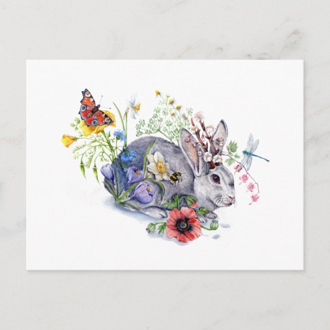 Cartão Postal Primavera Jackalope (Frente)