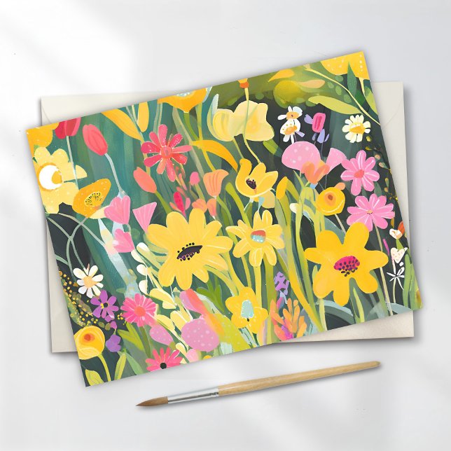 Cartão Postal Primavera | Pintura de Aquarela Floral (Criador carregado)
