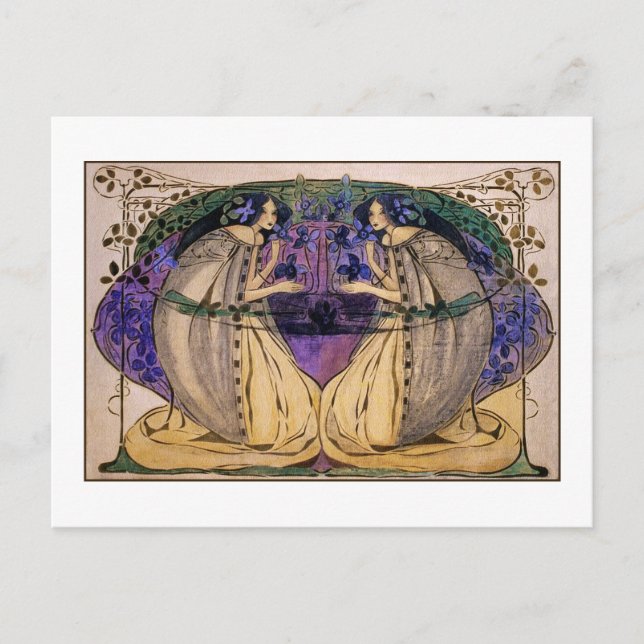 Cartão postal: Primavera por Frances Macdonald (Frente)