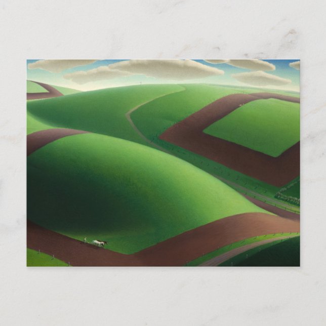 Cartão Postal Primavera Turning, 1936, por Grant Wood (Frente)