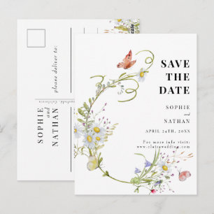 Cartão Postal Primavera Verão Flor Silvestre Bege Boho Salve a D
