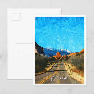 Cartão Postal Primaveras Colorado USA Watercolor City Landscape