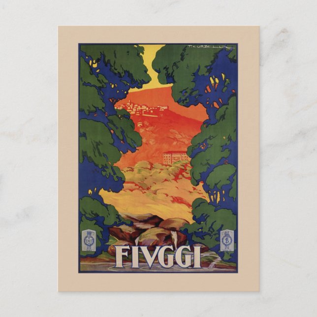 Cartão Postal Primaveras viagem Fiuggi italianos Vintage (Frente)