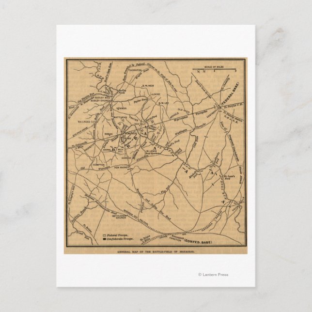 Cartão Postal Primeira Batalha de Bull Run - Guerra Civil Panorâ (Frente)