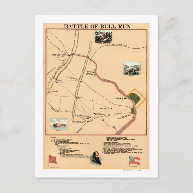 Cartão Postal Primeira Batalha de Bull Run - Guerra Civil Panorâ (Frente)