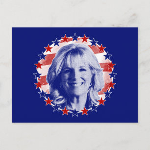 Cartão Postal Primeira-dama Jill Biden Estrelas e Listras