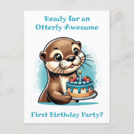 Cartão Postal Primeira Festa de aniversário do Otter Themed Boy