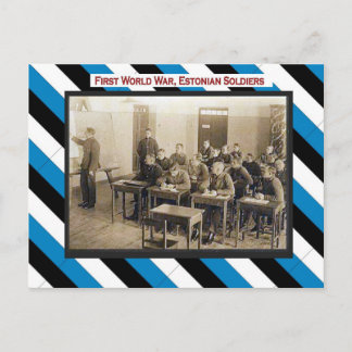 Cartão Postal Primeira Guerra Mundial, sala de aula de soldados