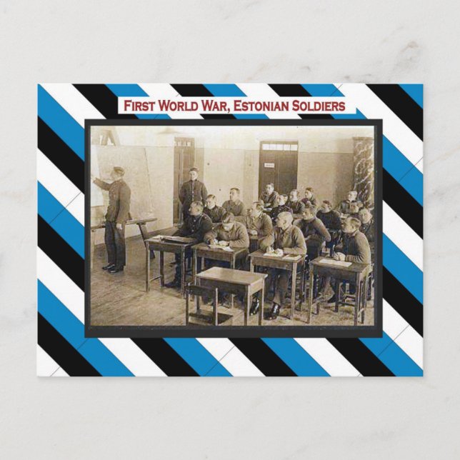 Cartão Postal Primeira Guerra Mundial, sala de aula de soldados  (Frente)