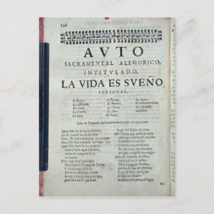 Cartão Postal Primeira página de 'La Vida es Sueno'