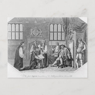 Cartão Postal Primeira tradução em inglês da Bíblia