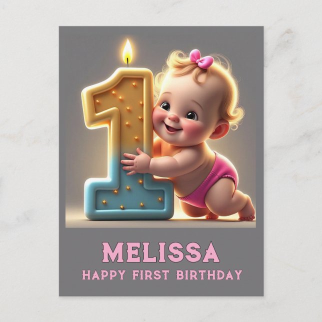 CARTÃO POSTAL "PRIMEIRO ANIVERSÁRIO DA GAROTA DE BEBÊ" (Frente)