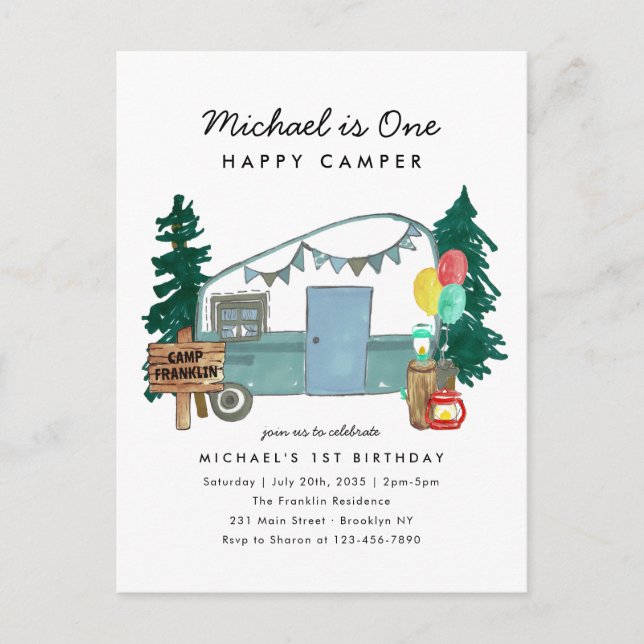 Cartão Postal Primeiro aniversario de Acampamento de Árvores Fel (Frente)