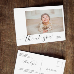 Cartão Postal Primeiro aniversario de Bebê Obrigado Sugestões El