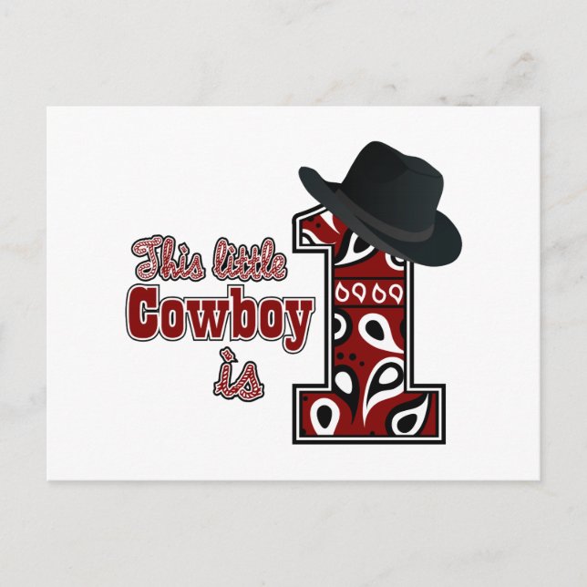 Cartão Postal Primeiro Aniversário do Cowboy (Frente)
