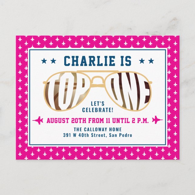 Cartão Postal Primeiro Aniversário do Tema Piloto de Combate Top (Frente)