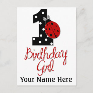 Cartão Postal primeiro aniversario - Lady Bug - 1 - Ladybug